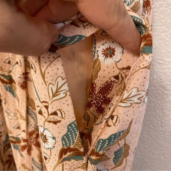 Universal Thread Sleeveless Linen Tie-Front boho blush floral dress beach midi S - Picture 5 of 12